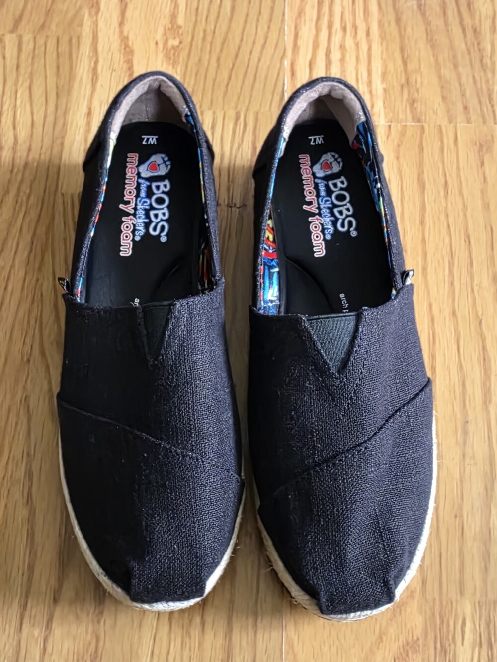 Skechers BOBS Black Slip-On Espadrille Flats 7